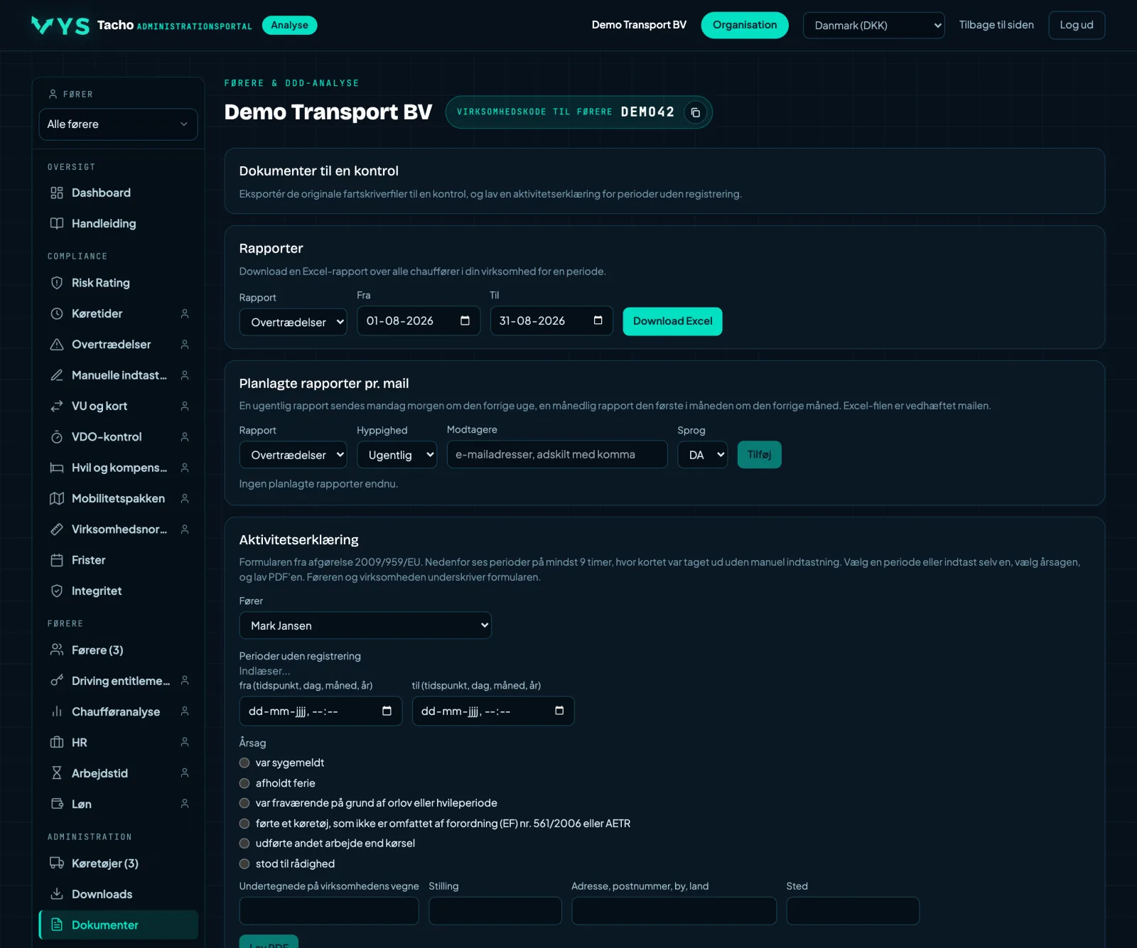 Analyseportal VYS Tacho: De originale filer, og papiret, der gør det dokumenterbart