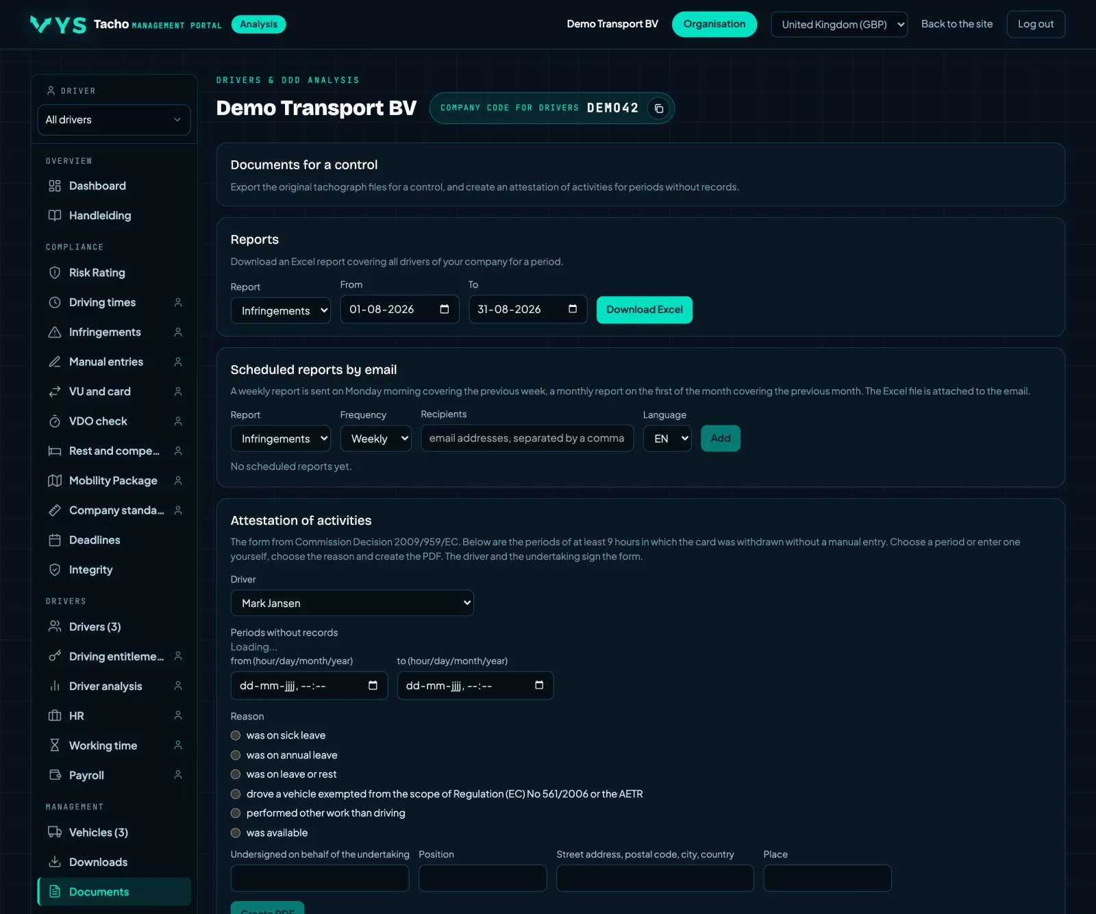 VYS Tacho analysis portal: The original files, and the paperwork that makes it provable