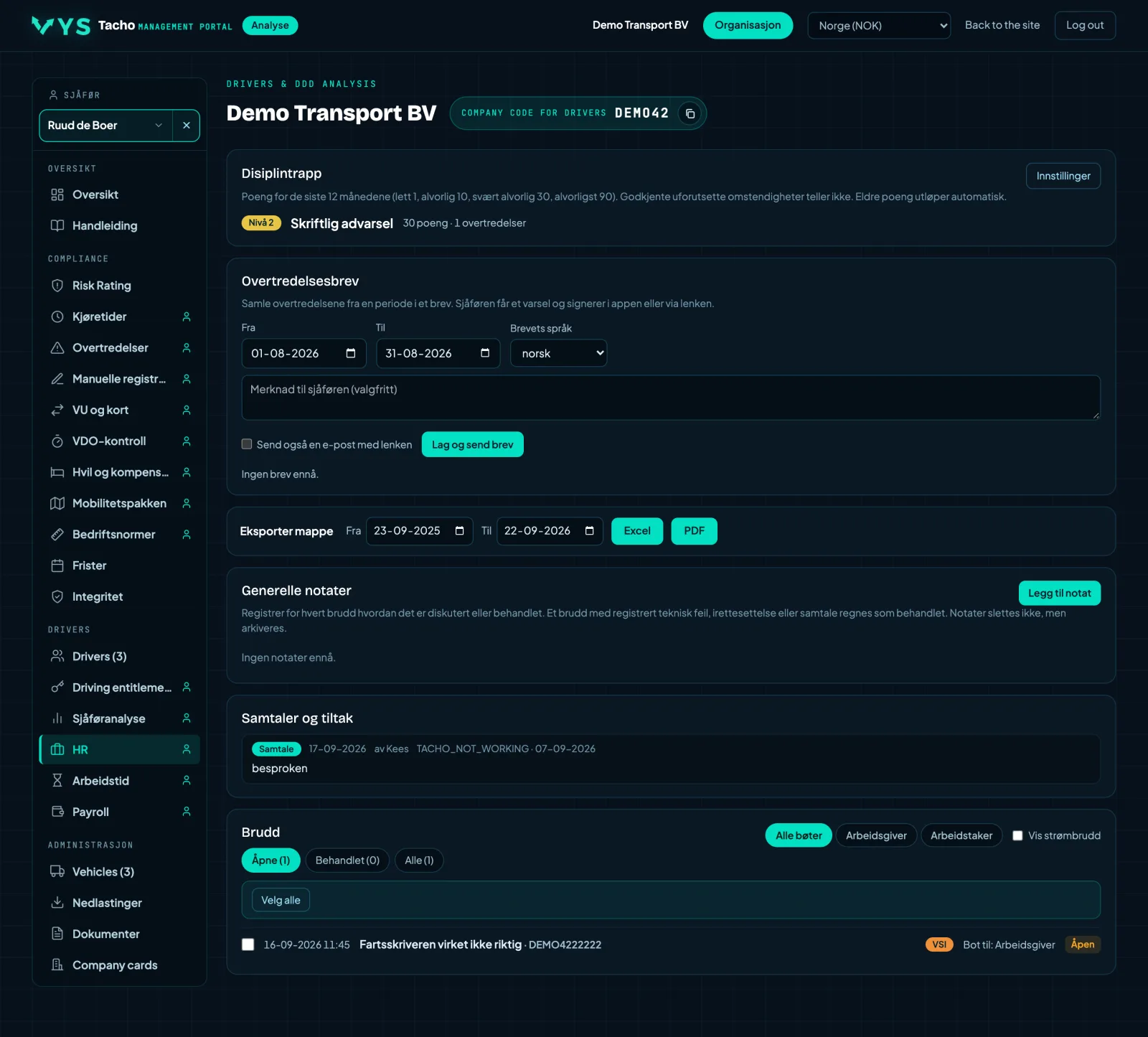 Analyseportal VYS Tacho: Fra overtredelse til samtale, og videre til mappen